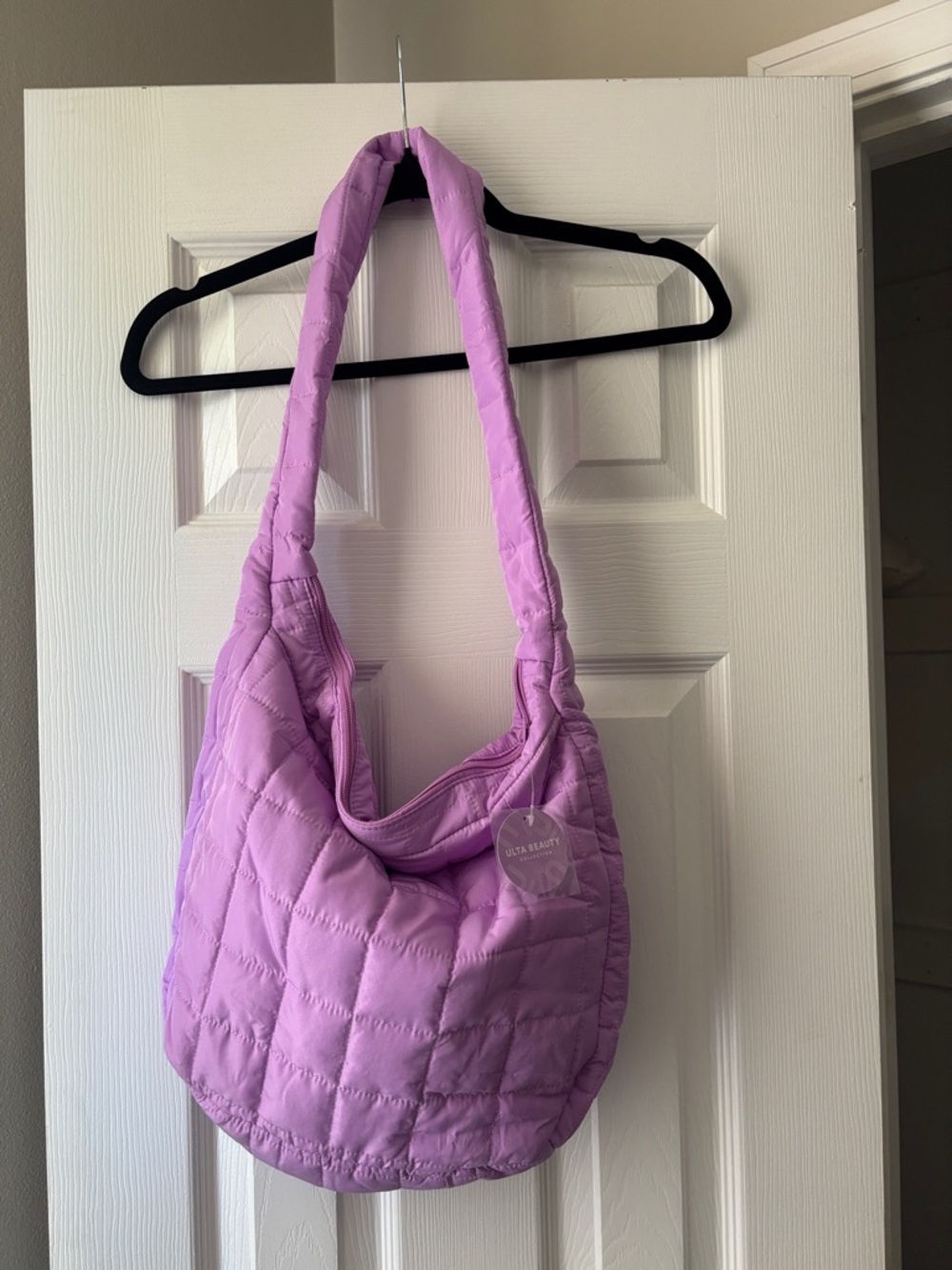 Lavender Quilted Shoulder Bag